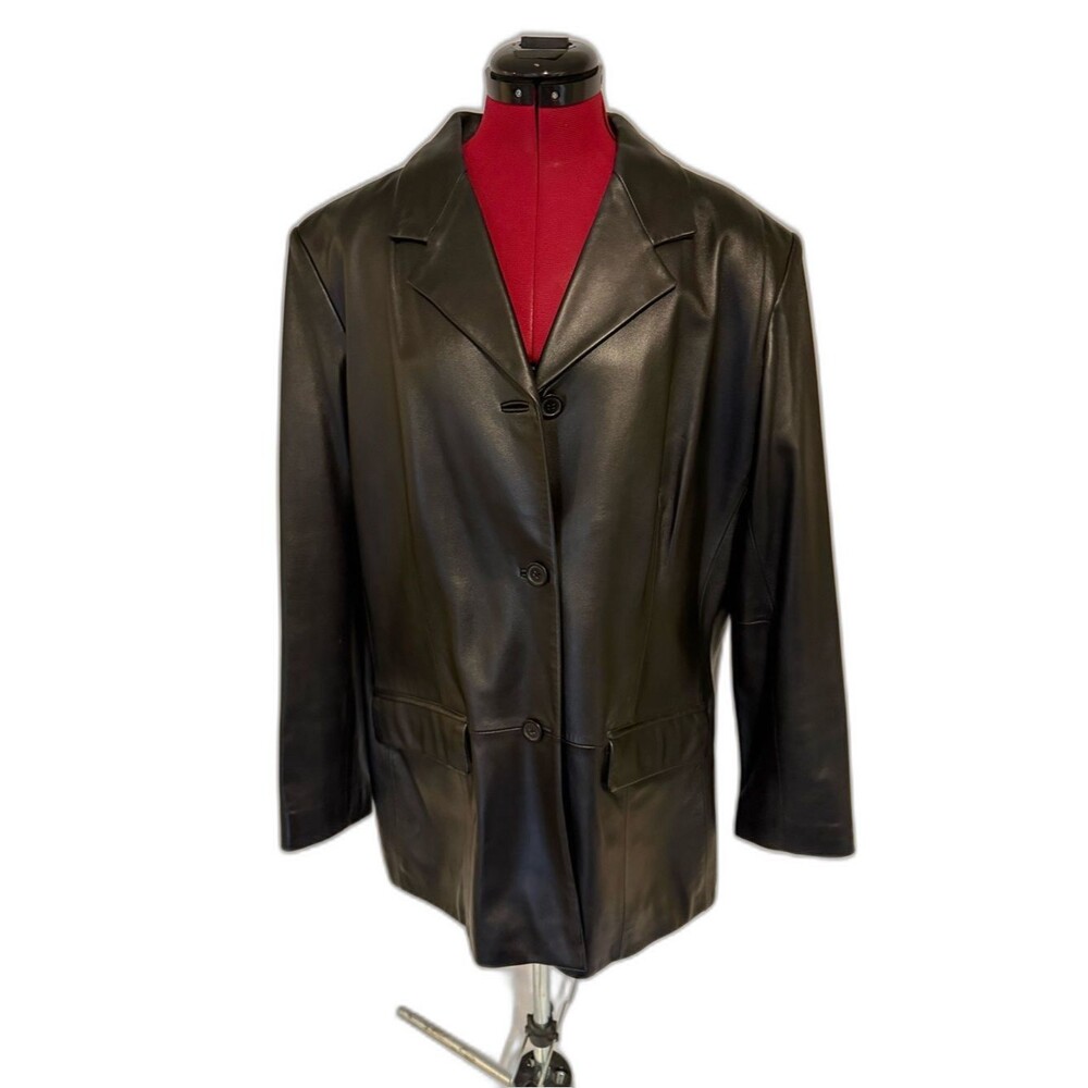 Preston & York Leather Blazer/Jacket Women's Size XL Black 100% Lambskin